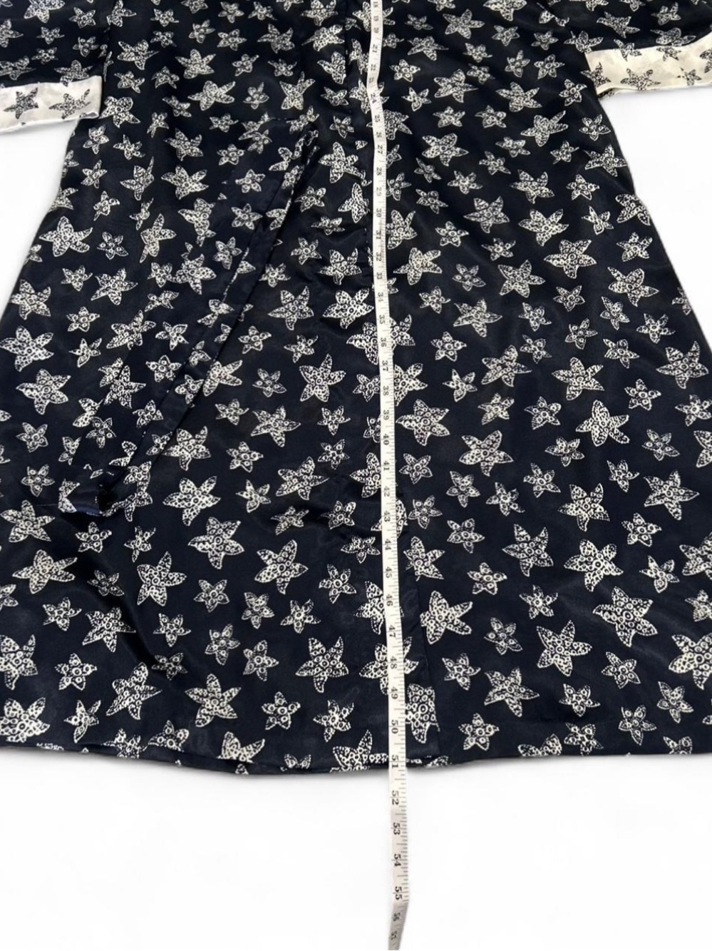 Coldwater Creek Satin Navy Blue Starfish Coastal Long Woman's Robe Size L/XL - Picture 5 of 7